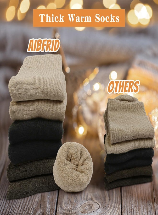 AIBFRID Thermal Crew Socks for Women, 6 Pairs Cotton Quarter Casual Hue Socks Neutral Boot Cozy Ankle Socks - Image 2